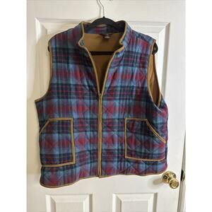 Multiples Women’s Quilted Plaid Vest – Size XL